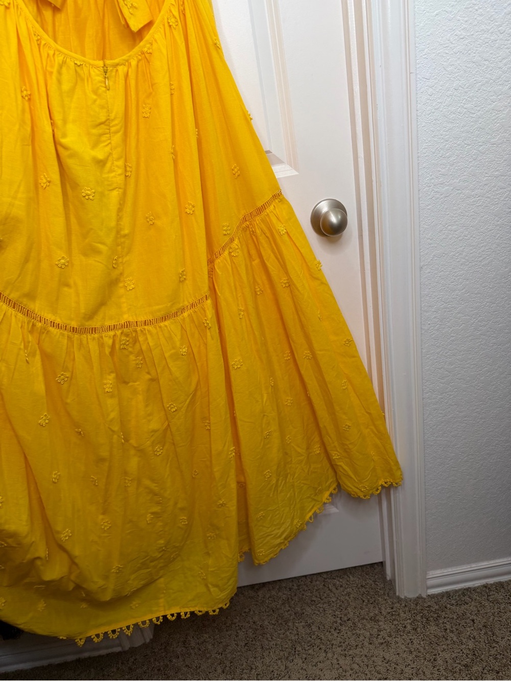 FARM Rio Yellow 3D Flowers Midi Dress Size Medium - Picture 5 of 7